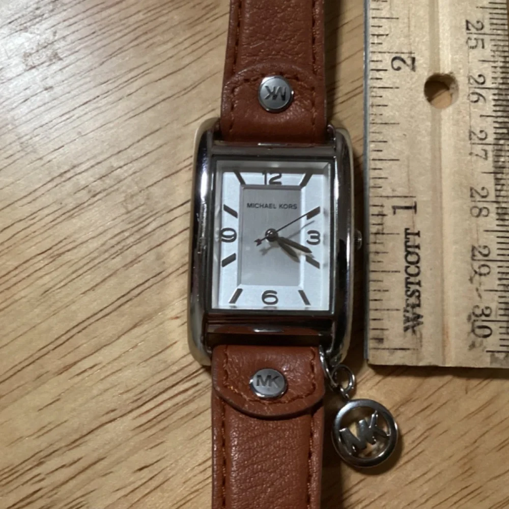 Vintage Michael Kors Women’s Watch Silver-tone with Brown Leather Band MK2165